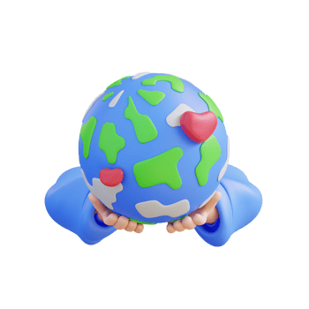 3d illustration hand holding earth lover png