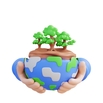 3d illustration hand holding tropical green forest png