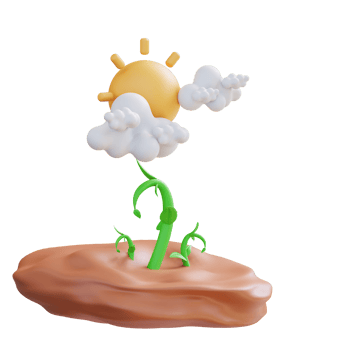 3d illustration of plant growing in the sun png