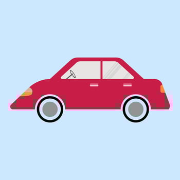 Red car in minimal flat vector illustration design