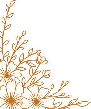 Elegant Gold floral corner border with hand drawn leaves and flowers for wedding or engagement png