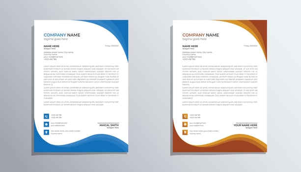 Corporate company lettterhead design template modern and minimalist. vector
