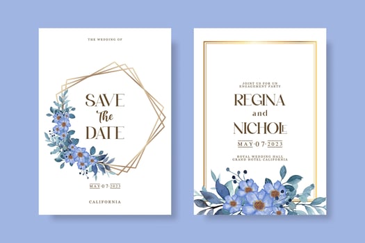 Wedding invitation template with flower vector