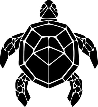 Turtle black outlines monochrome vector illustration