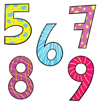 Set of Cute Vector Clipart Numbers, 5 to 9