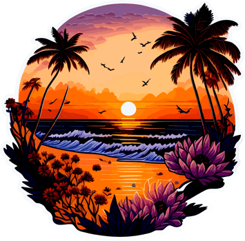 Beach and The Sunset Sticker with png