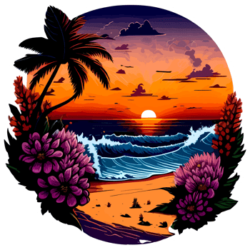 Painting Art of Sunset Beach Sticker with png