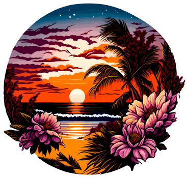 Sunset at Beach Sticker with png