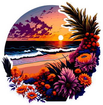 Sunset Beach Sticker with png