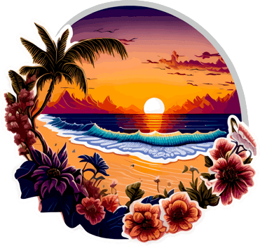 Beach with Sunset Sticker png