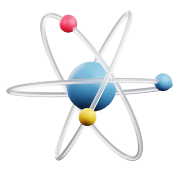Unleash the power of chemistry with this captivating 3D icon of an atom. Perfect for scientific, educational, and research-themed designs png