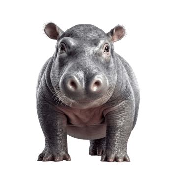 Illustration painting of cute Hippopotamus isolated transparent background, Digital art, , png