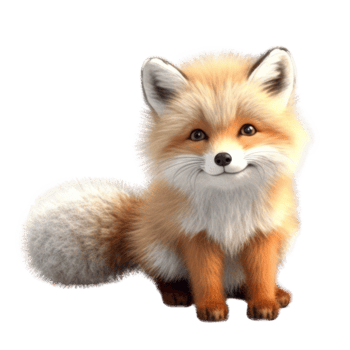 Illustration painting of cute fox isolated transparent background, Digital art, , png