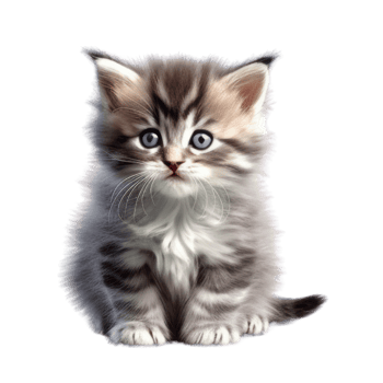 Illustration painting of cute cat isolated transparent background, Digital art, , png
