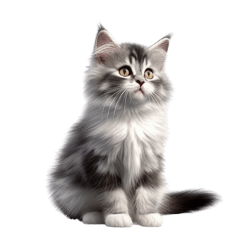Illustration painting of cute cat isolated transparent background, Digital art, , png
