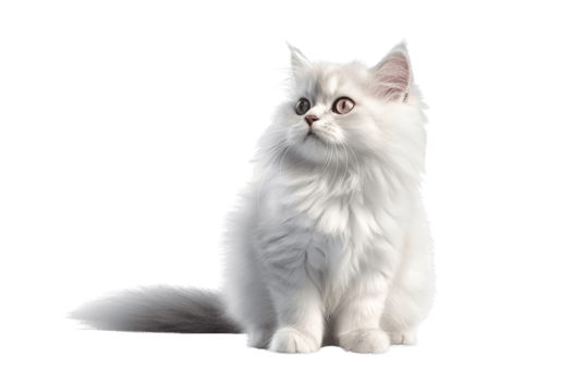 Illustration painting of cute cat isolated transparent background, Digital art, , png