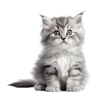 Illustration painting of cute cat isolated transparent background, Digital art, , png