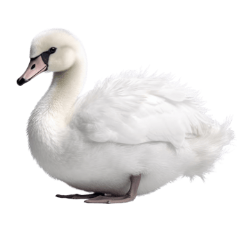 Illustration painting of cute swan isolated transparent background, Digital art, , png