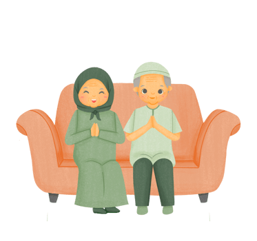 Muslim Family Characters Celebrate Eid Mubarak png