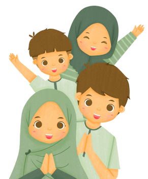 Muslim Family Characters Celebrate Eid Mubarak png