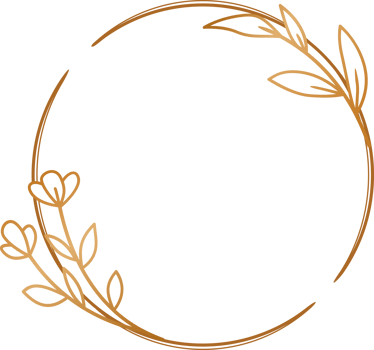 Elegant gold circle floral frame for wedding invitation, engagement invitation, greeting card, or logo png