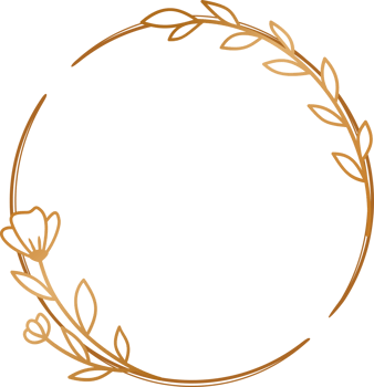 Elegant gold circle floral frame for wedding invitation, engagement invitation, greeting card, or logo png