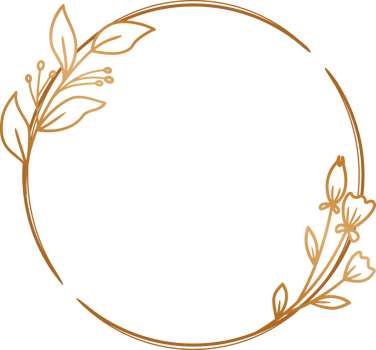 Elegant gold circle floral frame for wedding invitation, engagement invitation, greeting card, or logo png