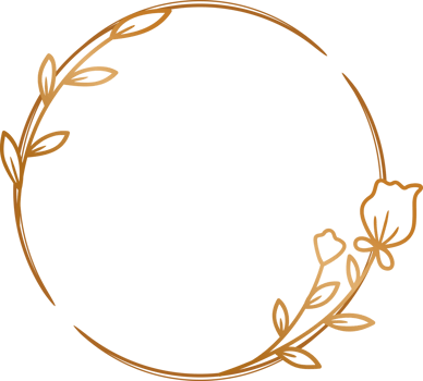 Elegant gold circle floral frame for wedding invitation, engagement invitation, greeting card, or logo png