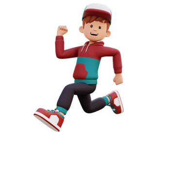 3d male character happy running png