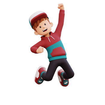 3d male character happy jumping png