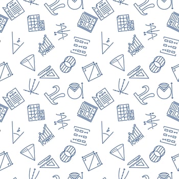 Mathematics outline pattern - Algebra Education vector seamless background