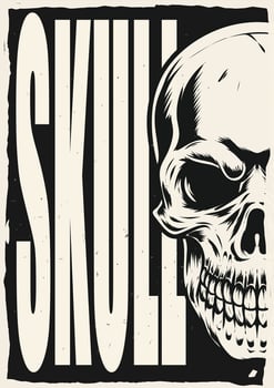 Skull drawing poster design for print vector