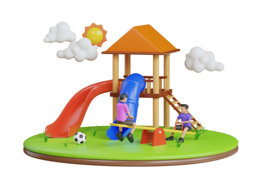 3d children playground. Park, kids playground. Outdoor games. Playground slide. Play area for children. 3d illustration png