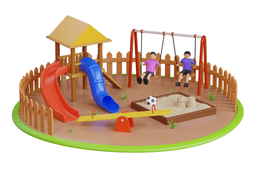 3d illustration of play area for children. children playground. Park, kids playground. Outdoor games. Playground slide png