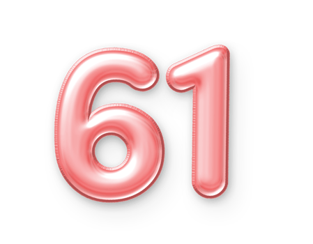 61 Number Balloon Pink png
