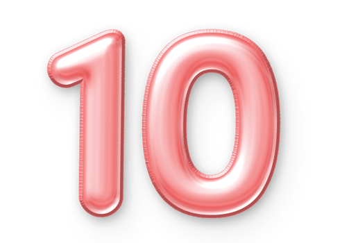 10 Number Balloon Pink png