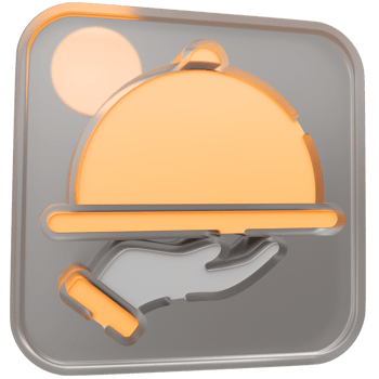 3d hand holding a tray icon with transparent glass box and high quality render image png