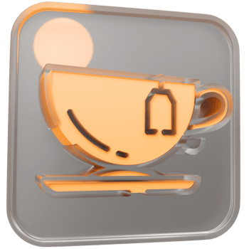 3d cup of tea icon with transparent glass box and high quality render image png