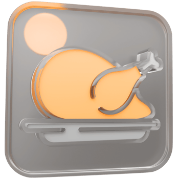3d fried chicken icon with transparent glass box and high quality render image png