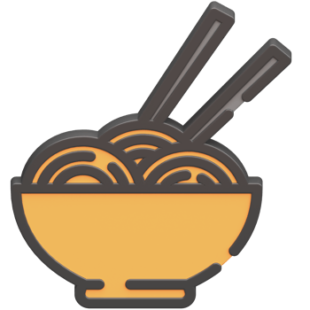3d noodles icon with dark theme and high quality render image png