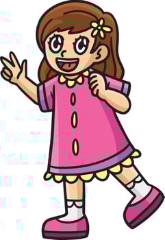 Happy Girl Cartoon Colored Clipart Illustration vector