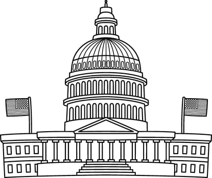 4th of July Capitol Fourth Isolated Coloring vector