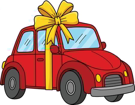 Happy Fathers Day Car Cartoon Colored Clipart vector