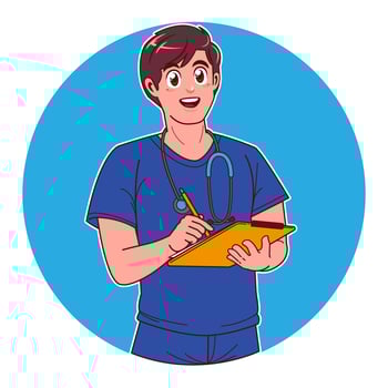 Male nurse, nurse cartoon illustration vector
