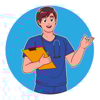 Male nurse, nurse cartoon illustration vector
