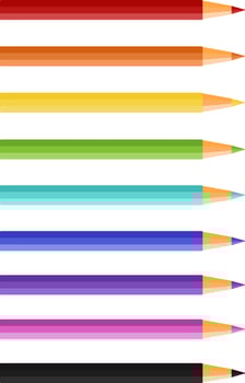 pencils, multi-colored pencil set, stationery, supplies, office supplies, school supplies, drawing materials vector