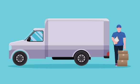 delivery service with delivery truck vector illustration
