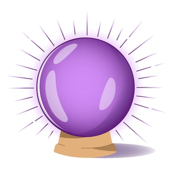 Magic crystal ball vector cartoon illustration. Shining amethyst sphere. Future prediction and fortune teller symbol.