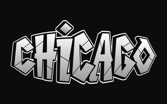 Chicago word graffiti style letters.Vector hand drawn doodle cartoon logo illustration. Funny cool Chicago letters, fashion, graffiti style print for t-shirt, poster concept vector