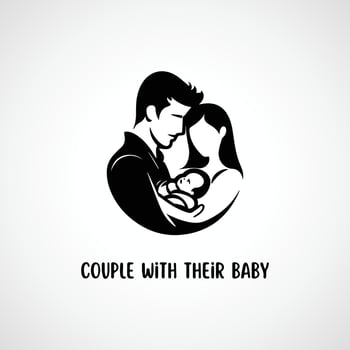 Couple with their baby icon vector design